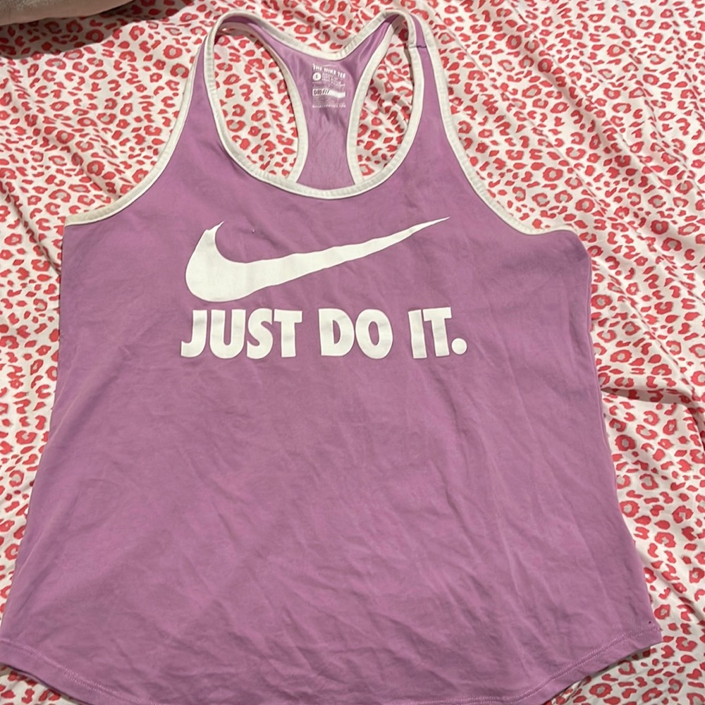 Nike Purple and White Just Do It Logo Racerback Dri-fit Athletic Cut Tank Top